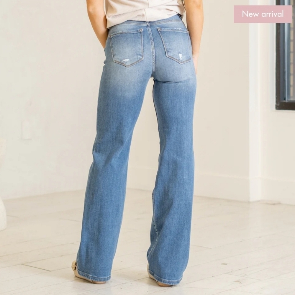 RISEN High Rise Wide Leg Jeans Retro Relaxed Longer Inseam Various NEW - Picture 6 of 9